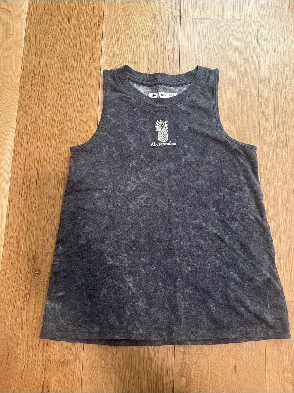 Abercrombie kids Black Mineral-Wash Tank with White Pineapple Logo
